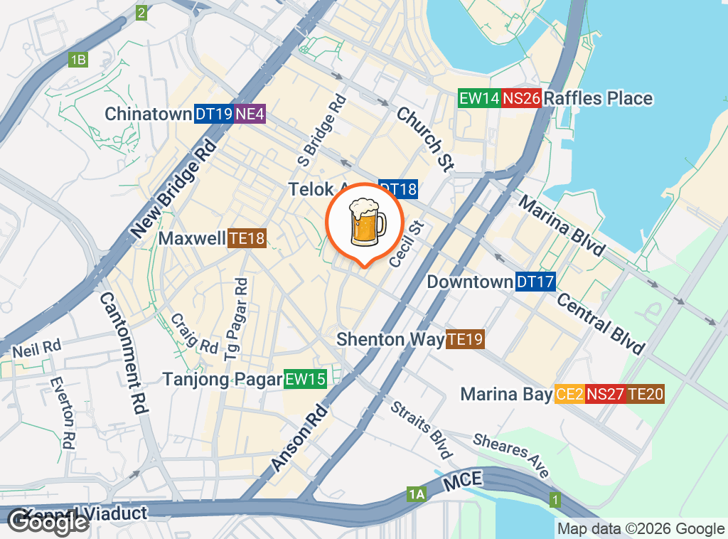 Map of American Taproom, Stanley St