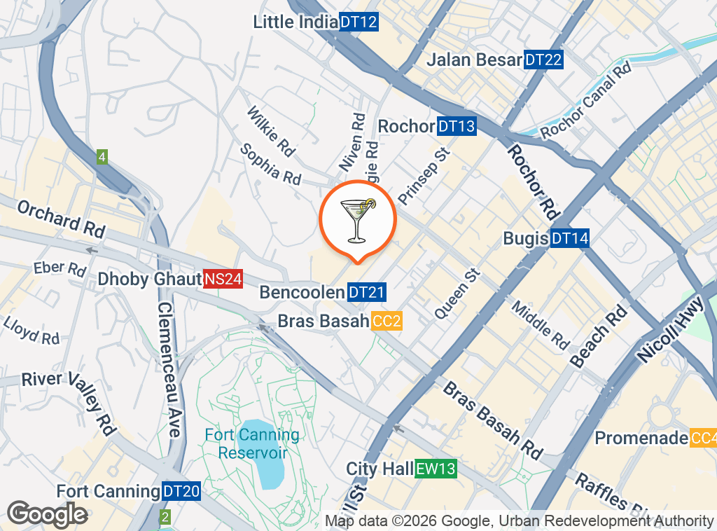 Map of Mama Diam 妈妈店: Hidden restaurant and cocktail bar (Prinsep Street)